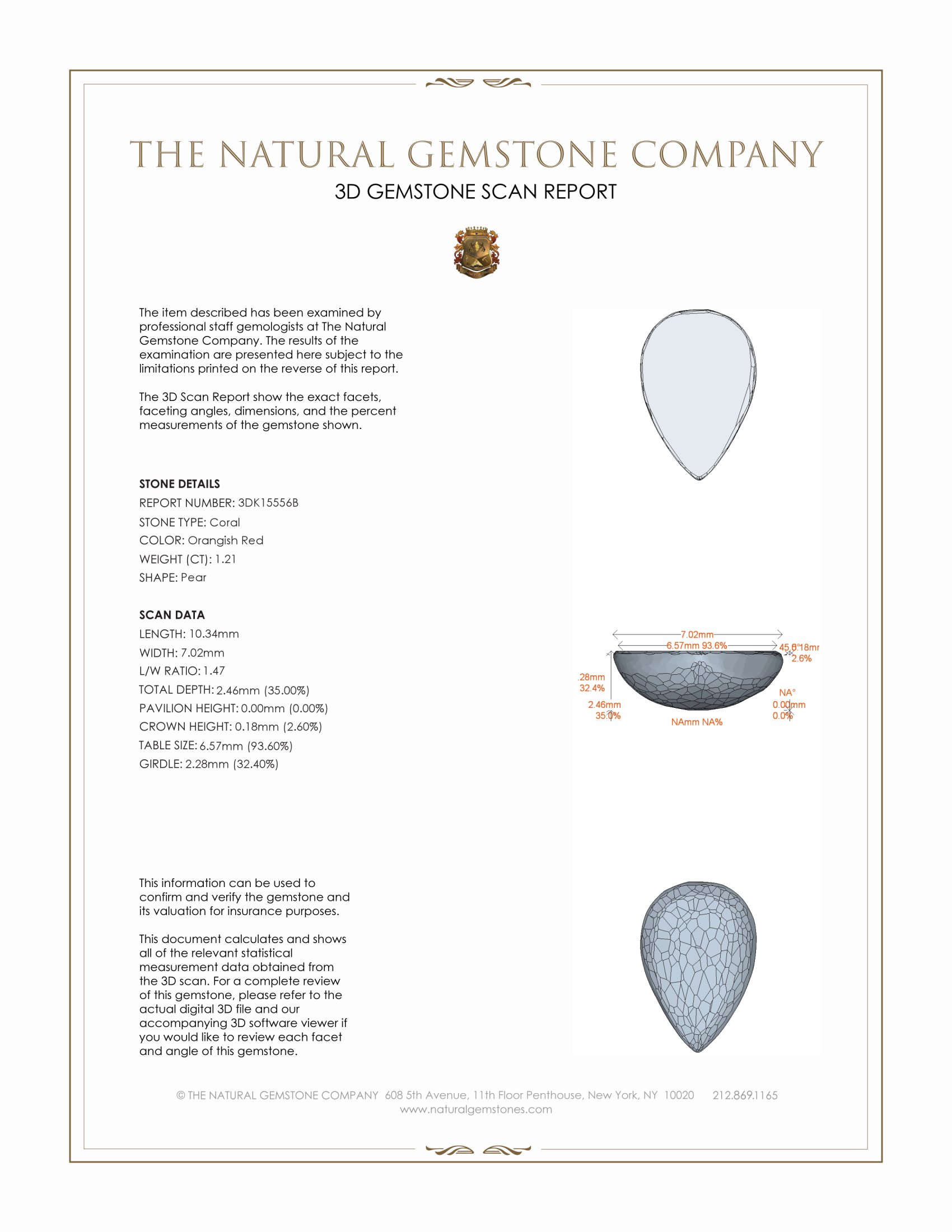 1.21 Ct. Cabochon Coral from Italy