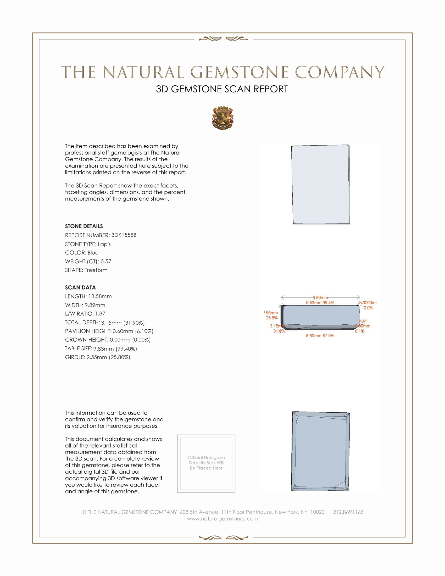 5.57 Ct. Lapis from Afghanistan