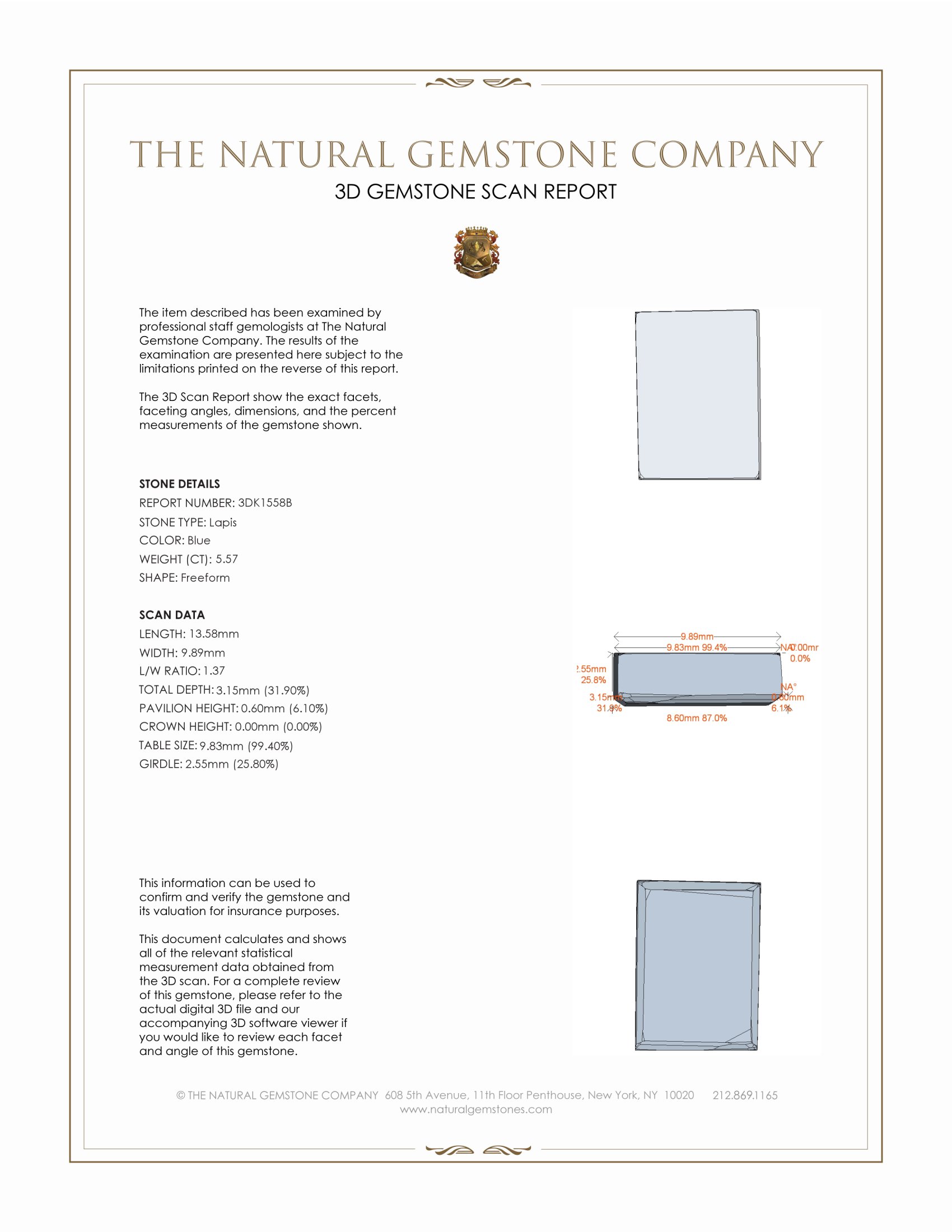 5.57 Ct. Lapis from Afghanistan