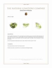 2.93 Ct. Yellowish Green Chrysoberyl from Ceylon (Sri Lanka) Appraisal