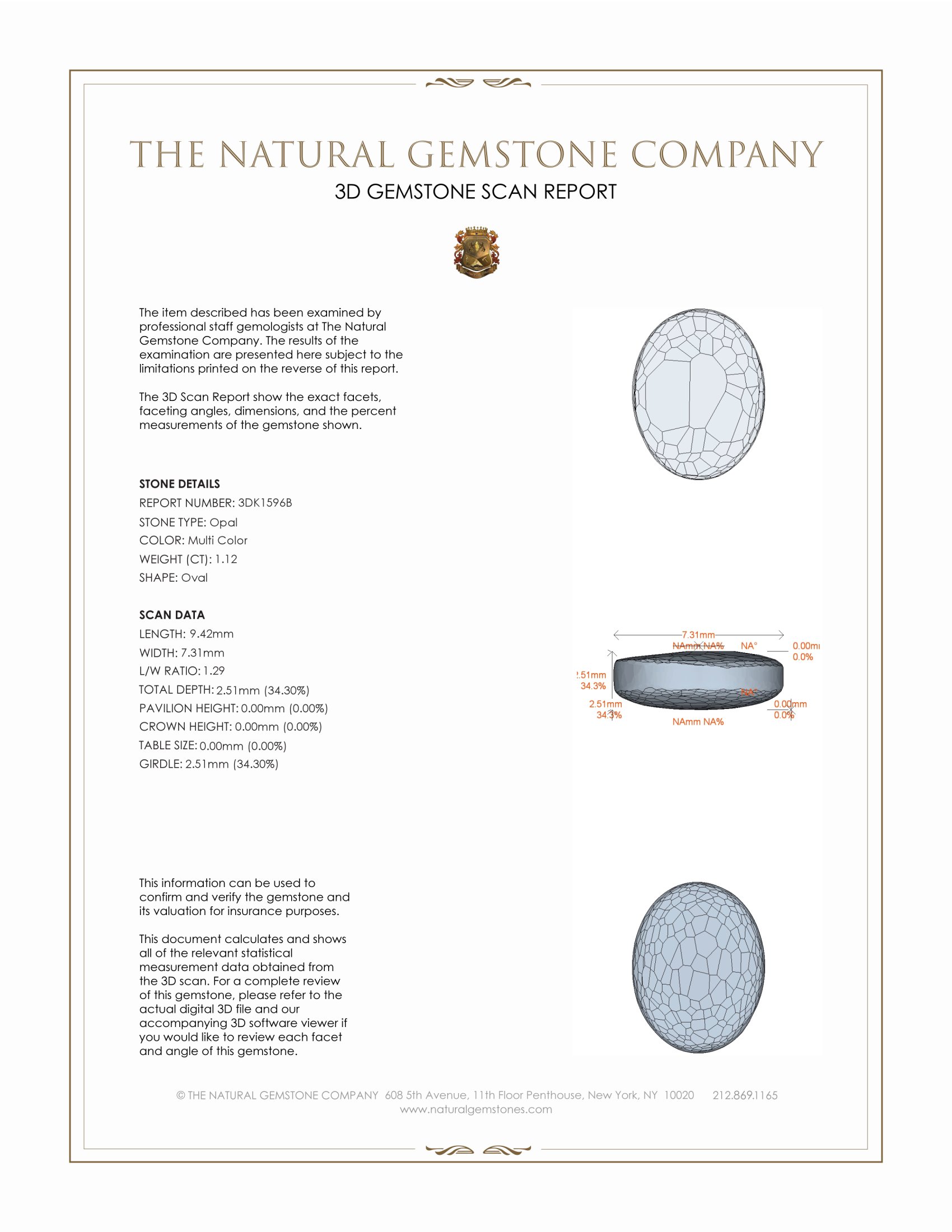 1.12 Ct. Semi-Black Opal from Australia