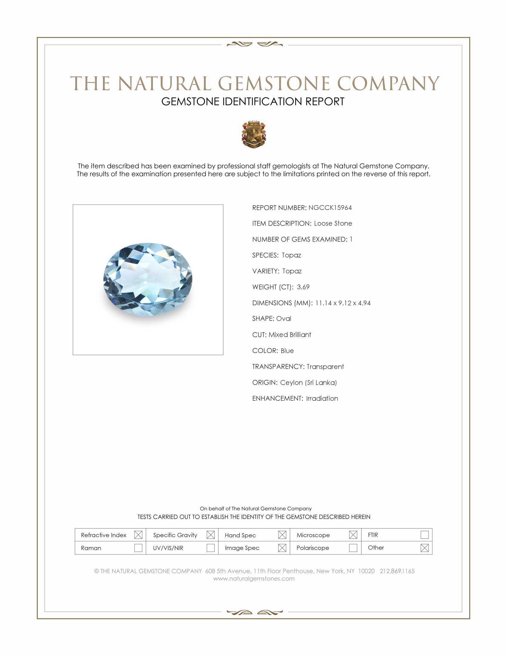 3.69 Ct. Topaz from Ceylon (Sri Lanka)