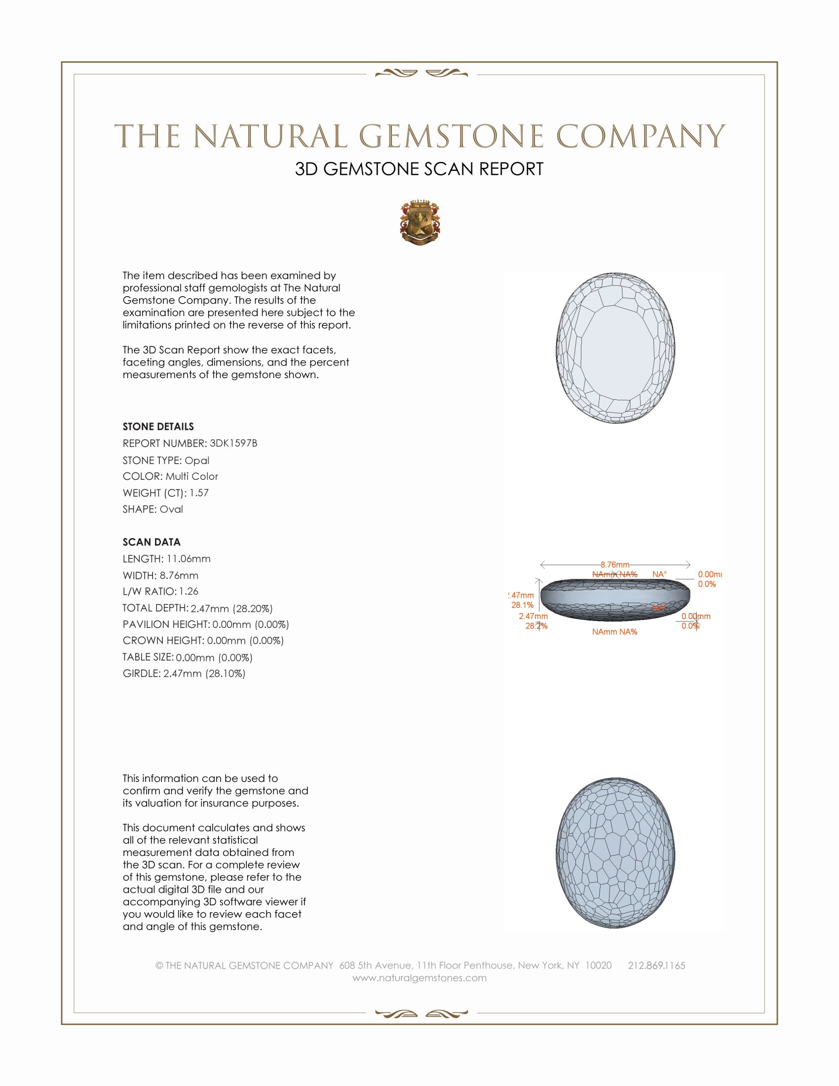 1.57 Ct. Crystal/Jelly Opal from Australia