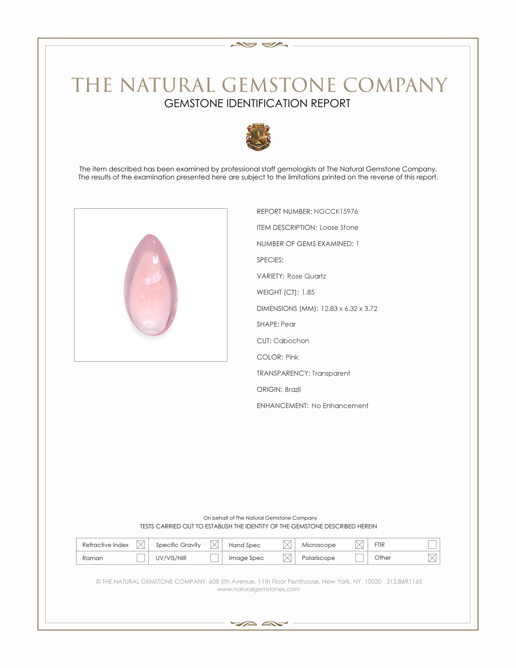 1.85 Ct. Cabochon Rose Quartz from Brazil