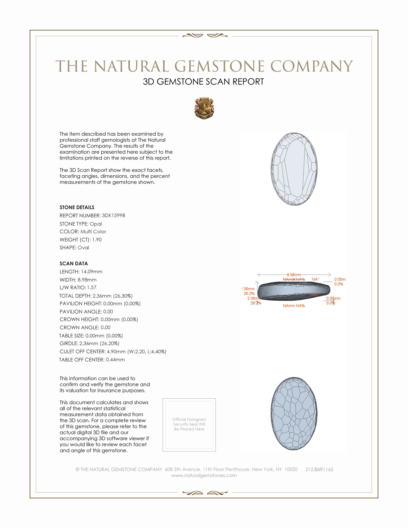 1.90 Ct. Cabochon Semi-Black Opal from Australia