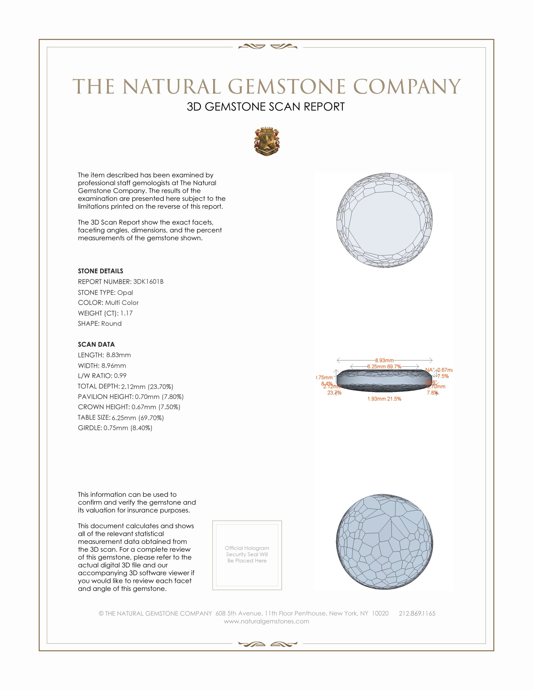 1.17 Ct. Crystal/Jelly Opal from Australia