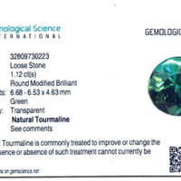 1.12 Ct. Green Tourmaline from Brazil Scan Report