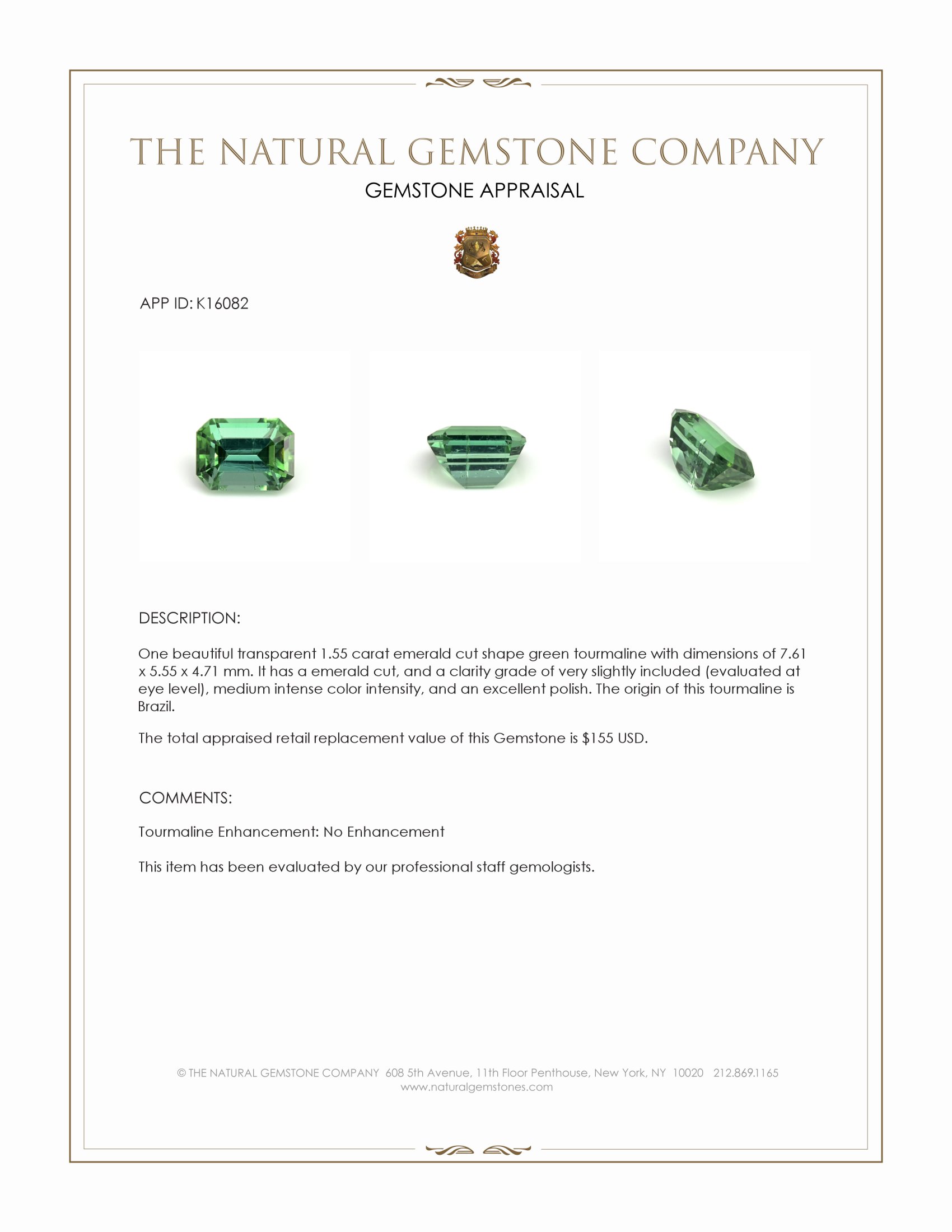 1.55 Ct. Tourmaline from Brazil