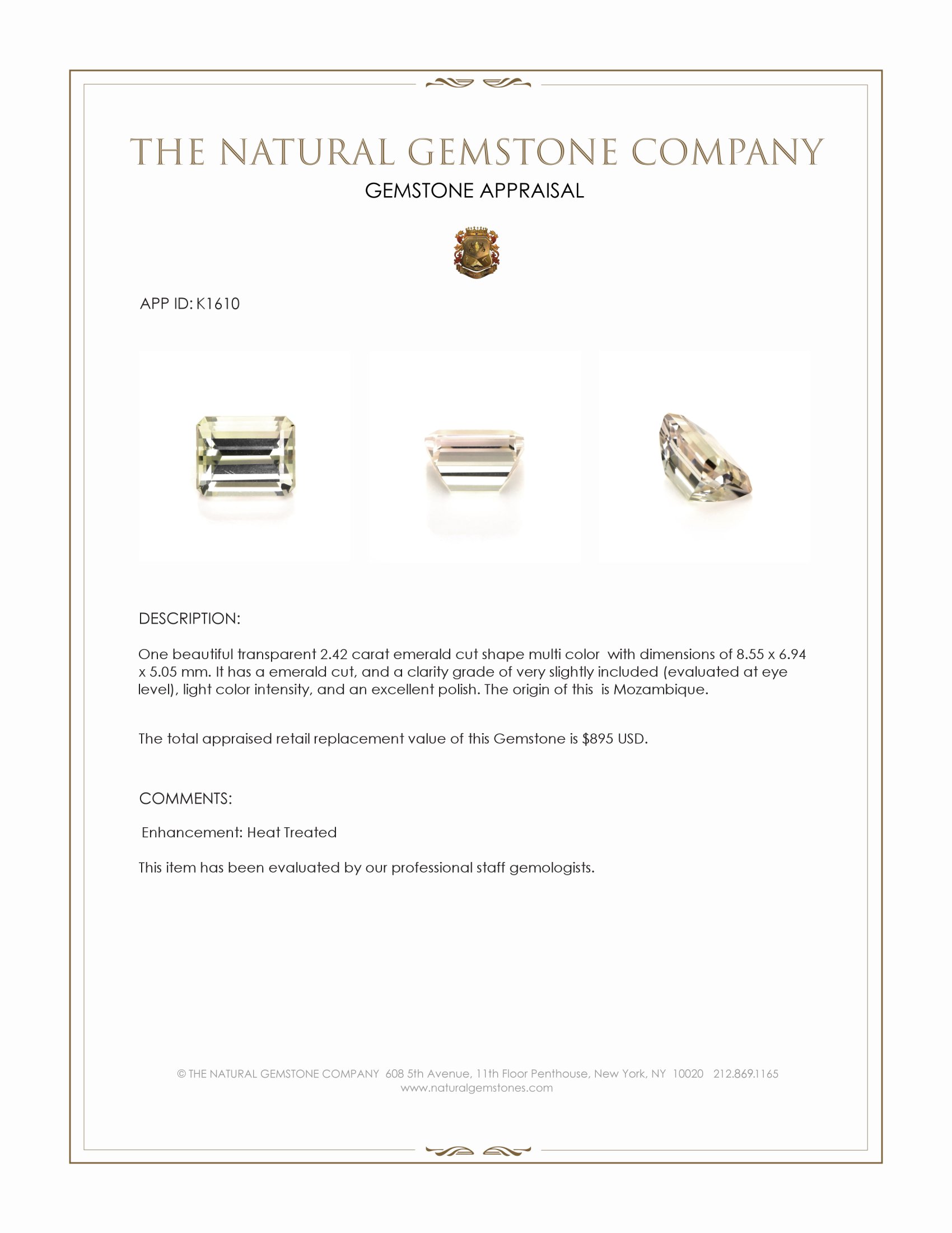 2.42 Ct. Multi Color Tourmaline from Mozambique