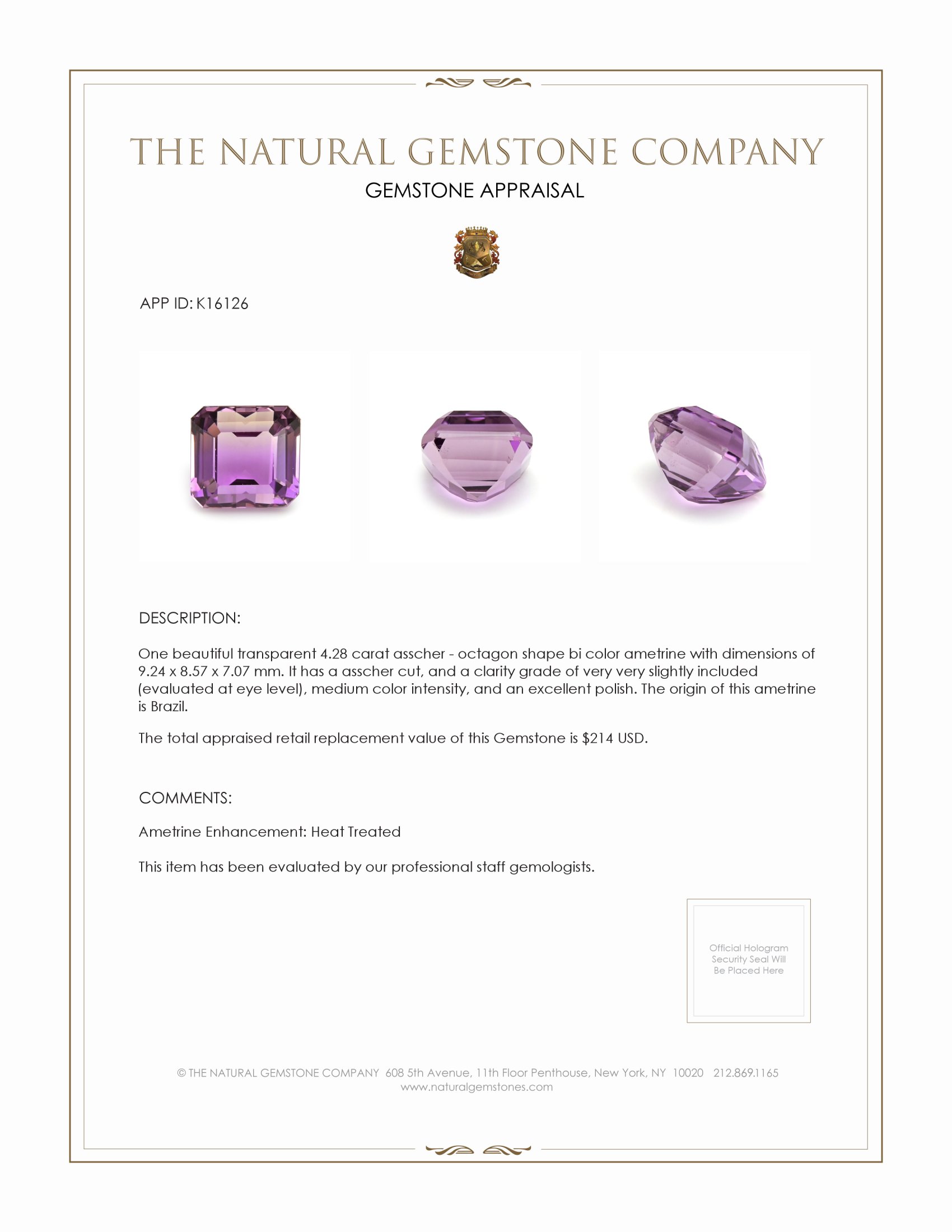 4.28 Ct. Ametrine from Brazil