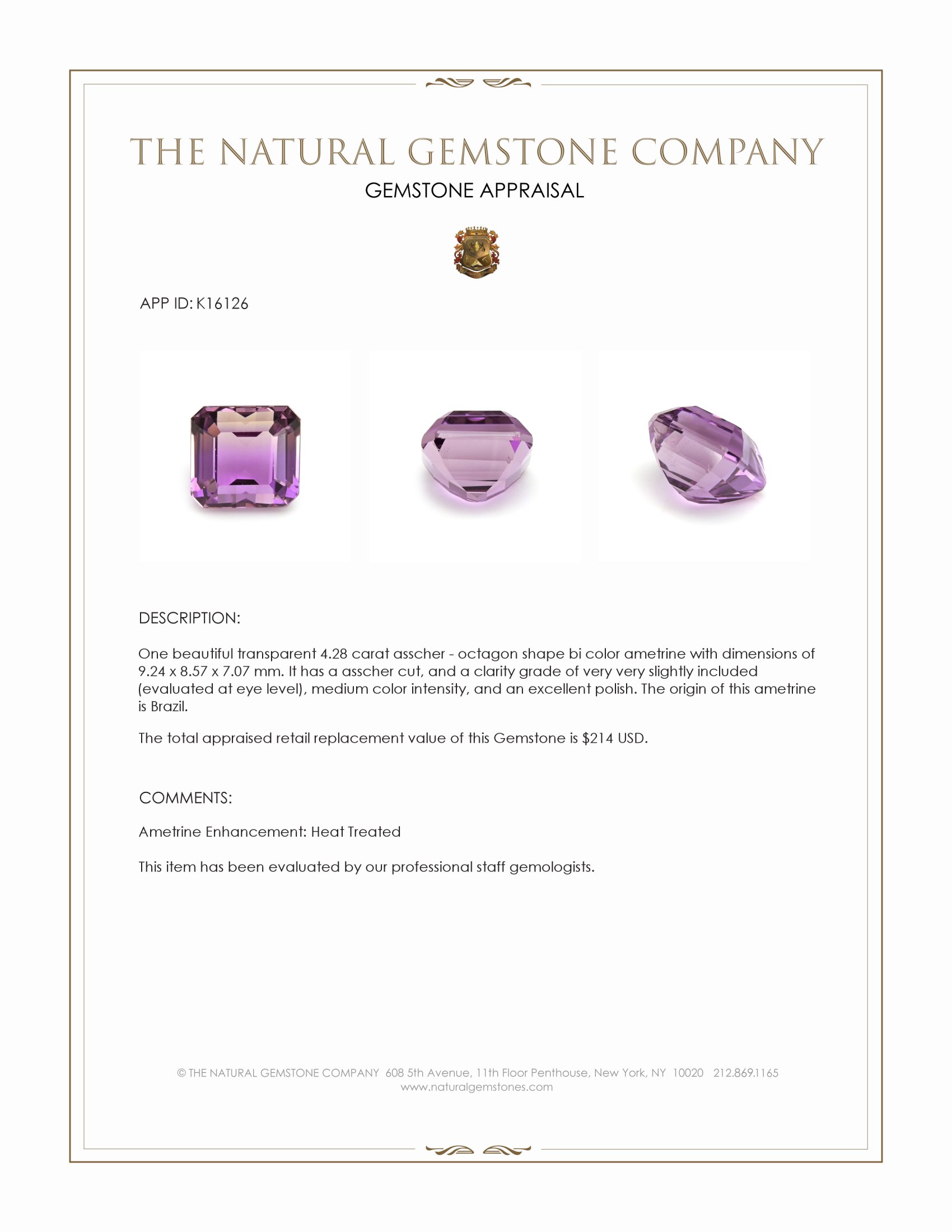 4.28 Ct. Ametrine from Brazil