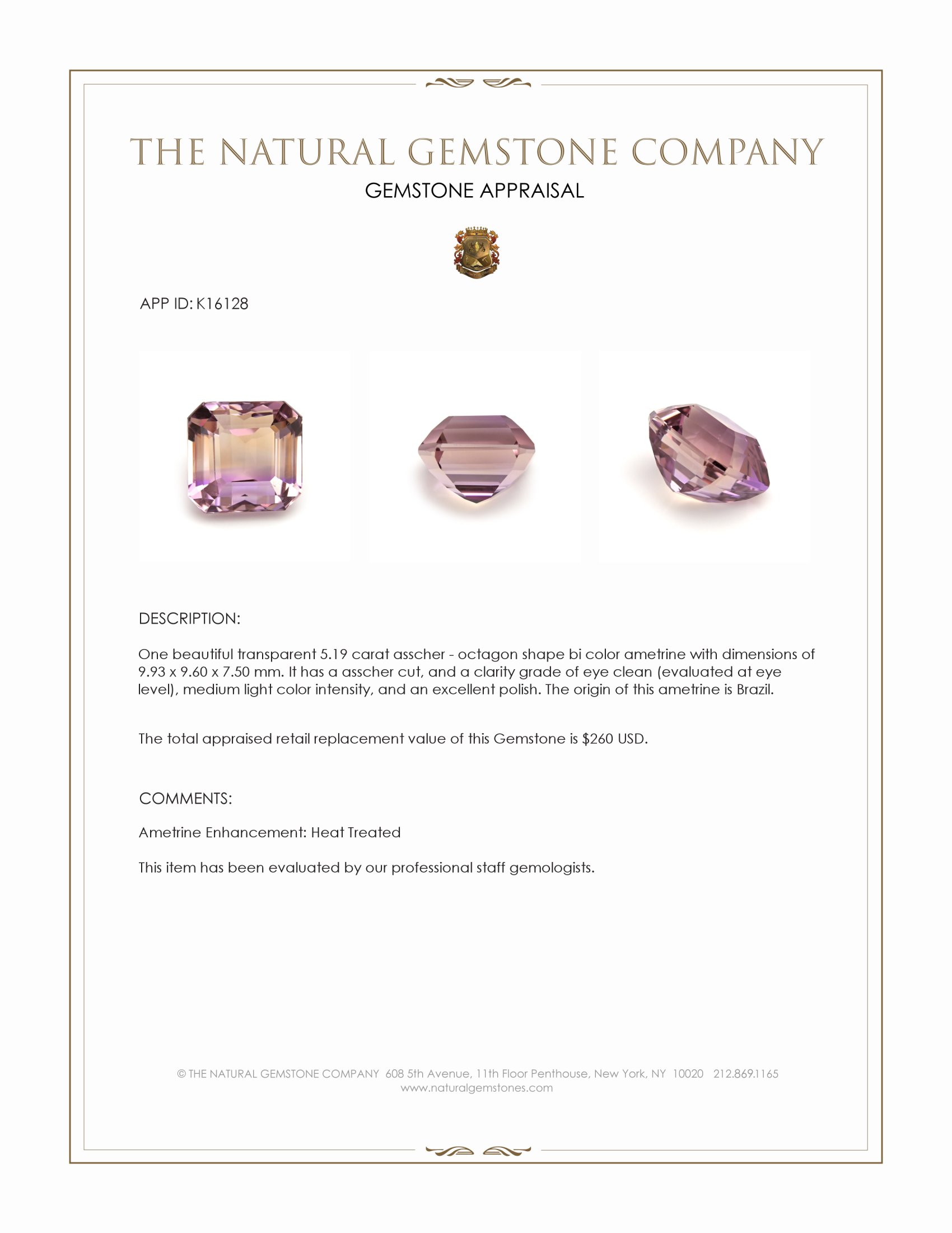 5.19 Ct. Ametrine from Brazil