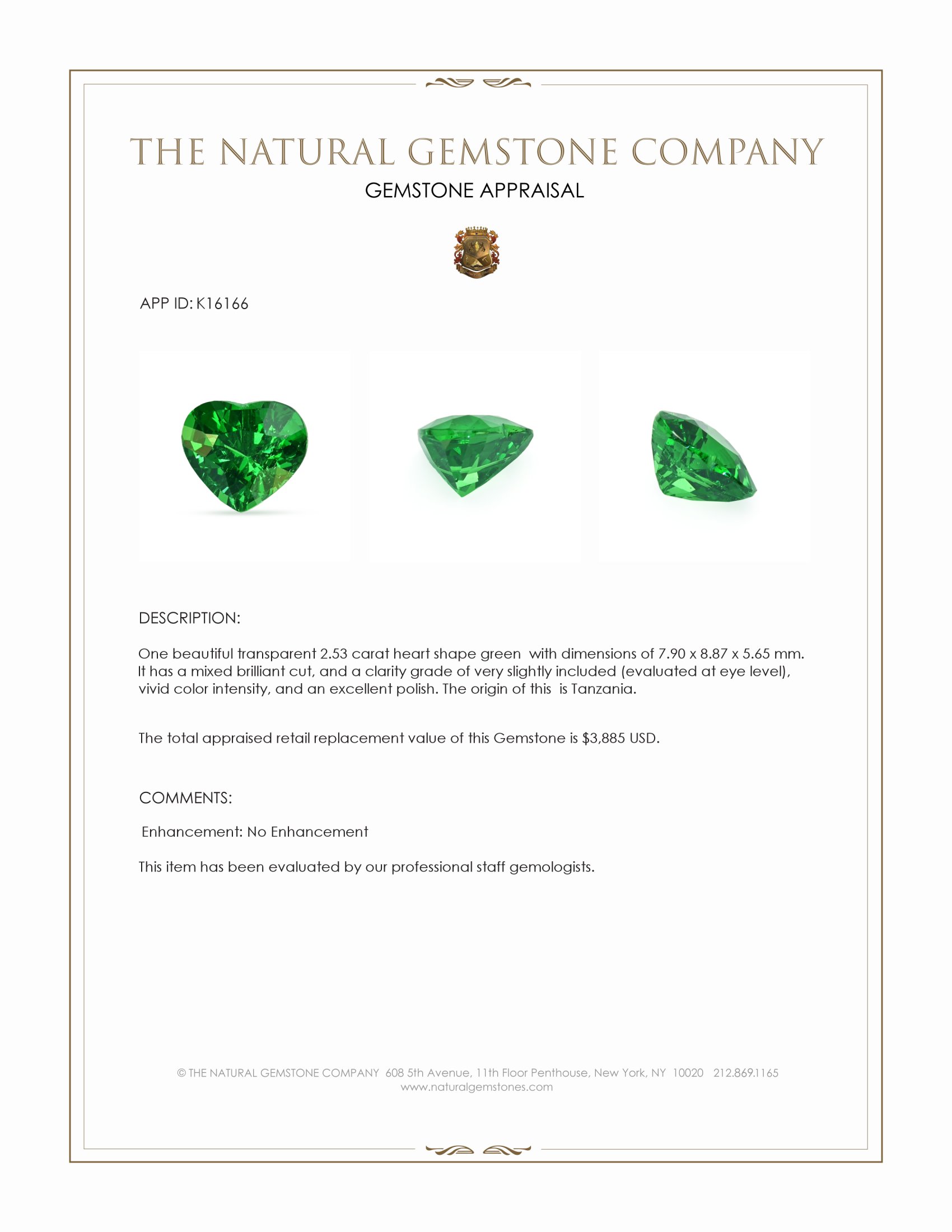 2.53 Ct. Tsavorite Garnet from Tanzania