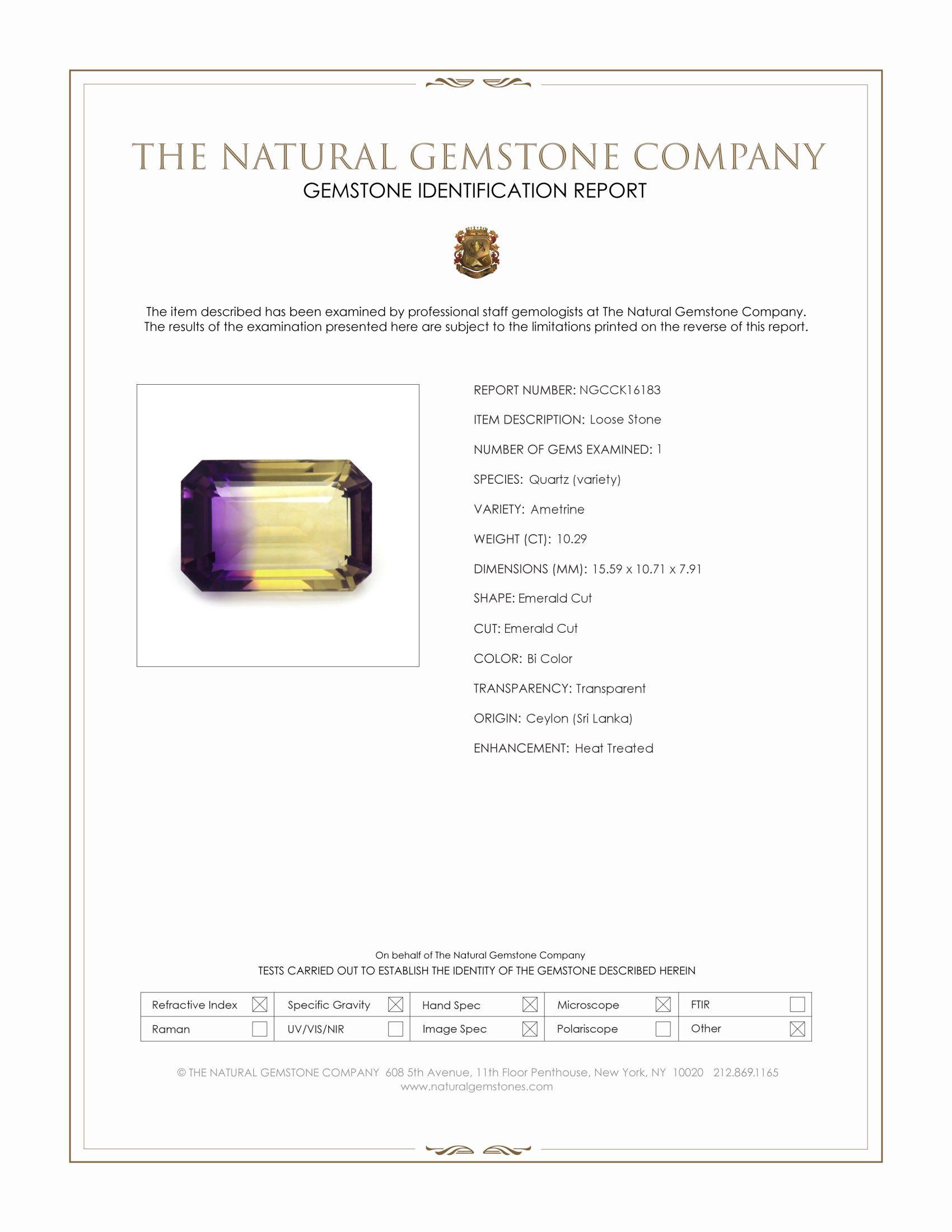 10.29 Ct. Ametrine from Ceylon (Sri Lanka)