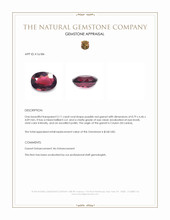 2.11 Ct. Purplish Red Garnet from Ceylon (Sri Lanka) Appraisal