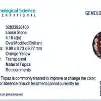 4.10 Ct. Orange Topaz from Brazil Scan Report