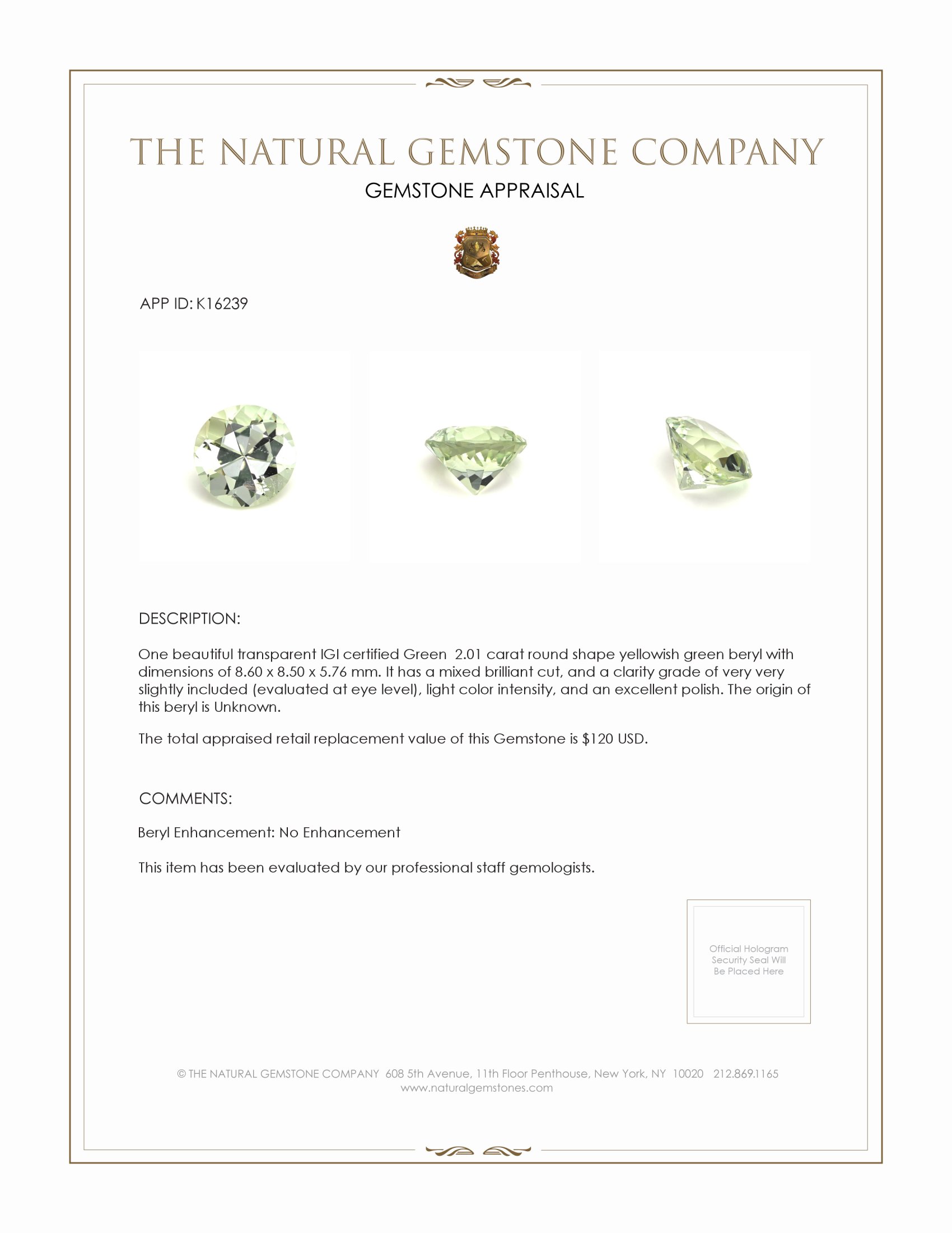 2.01 Ct. Beryl