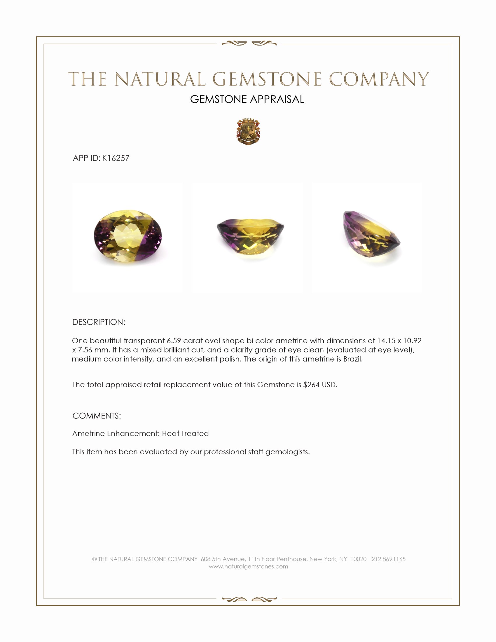 6.59 Ct. Ametrine from Brazil