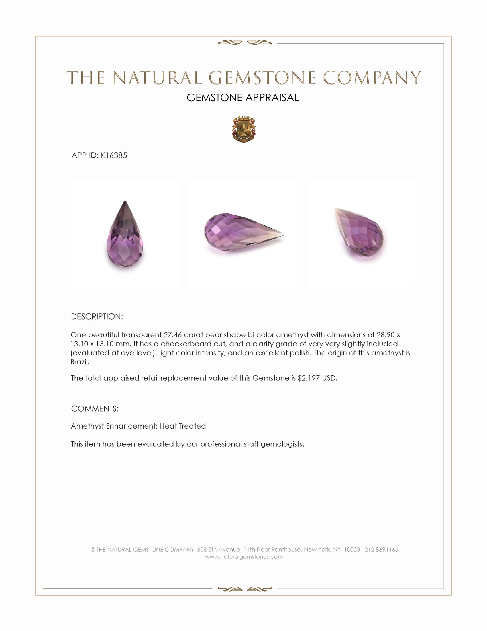 27.46 Ct. Bi Color Amethyst from Brazil