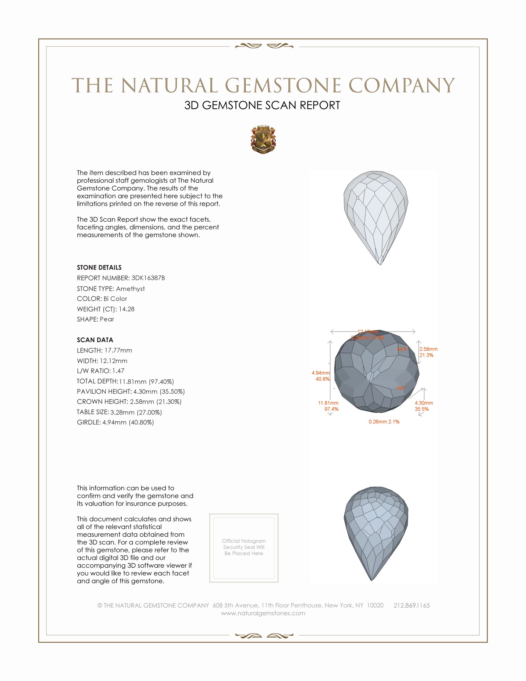 14.28 Ct. Amethyst from Brazil