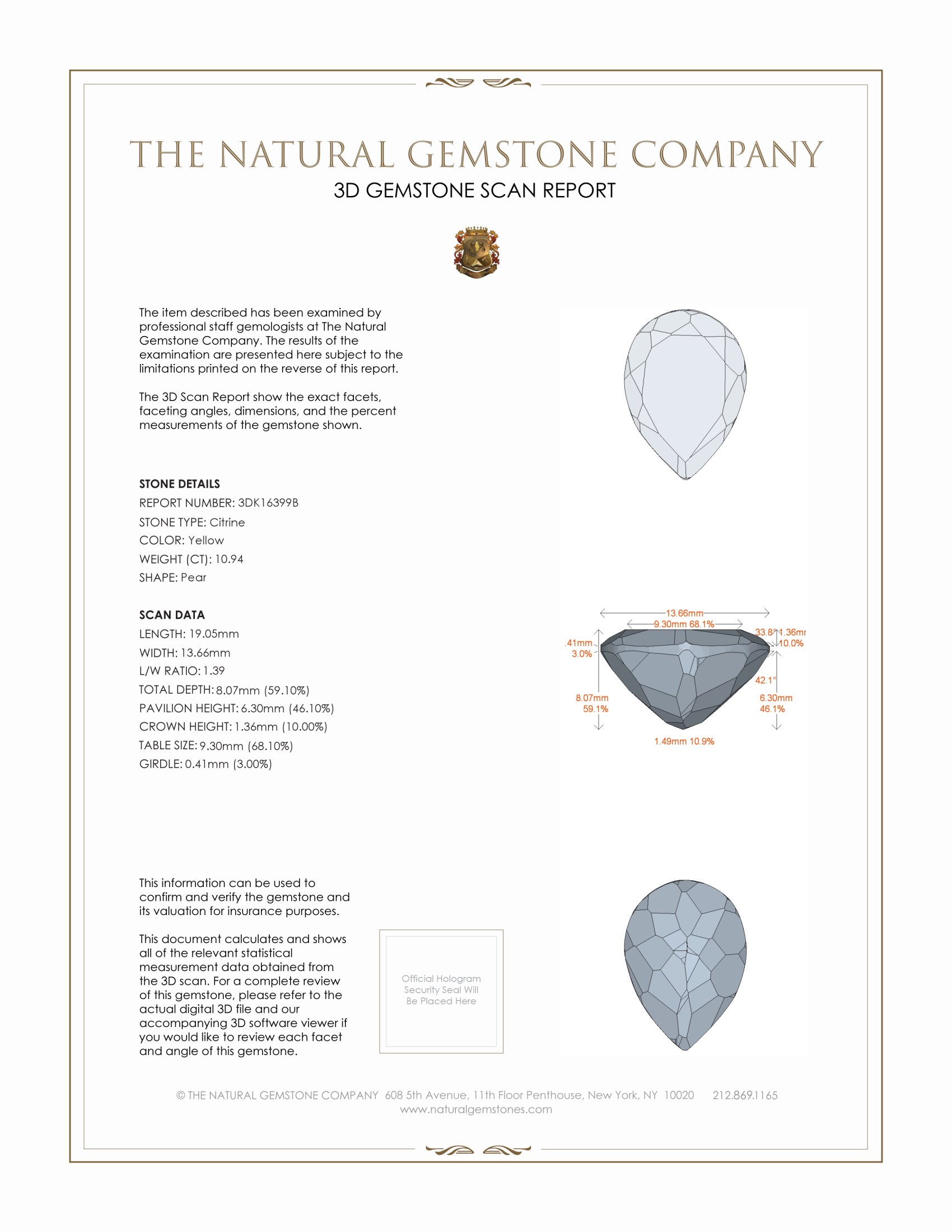 10.94 Ct. Citrine from Brazil