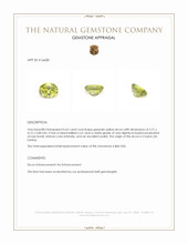 0.62 Ct. Greenish Yellow Zircon from Ceylon (Sri Lanka) Appraisal