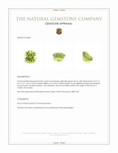 0.86 Ct. Yellowish Green Zircon from Ceylon (Sri Lanka) Appraisal