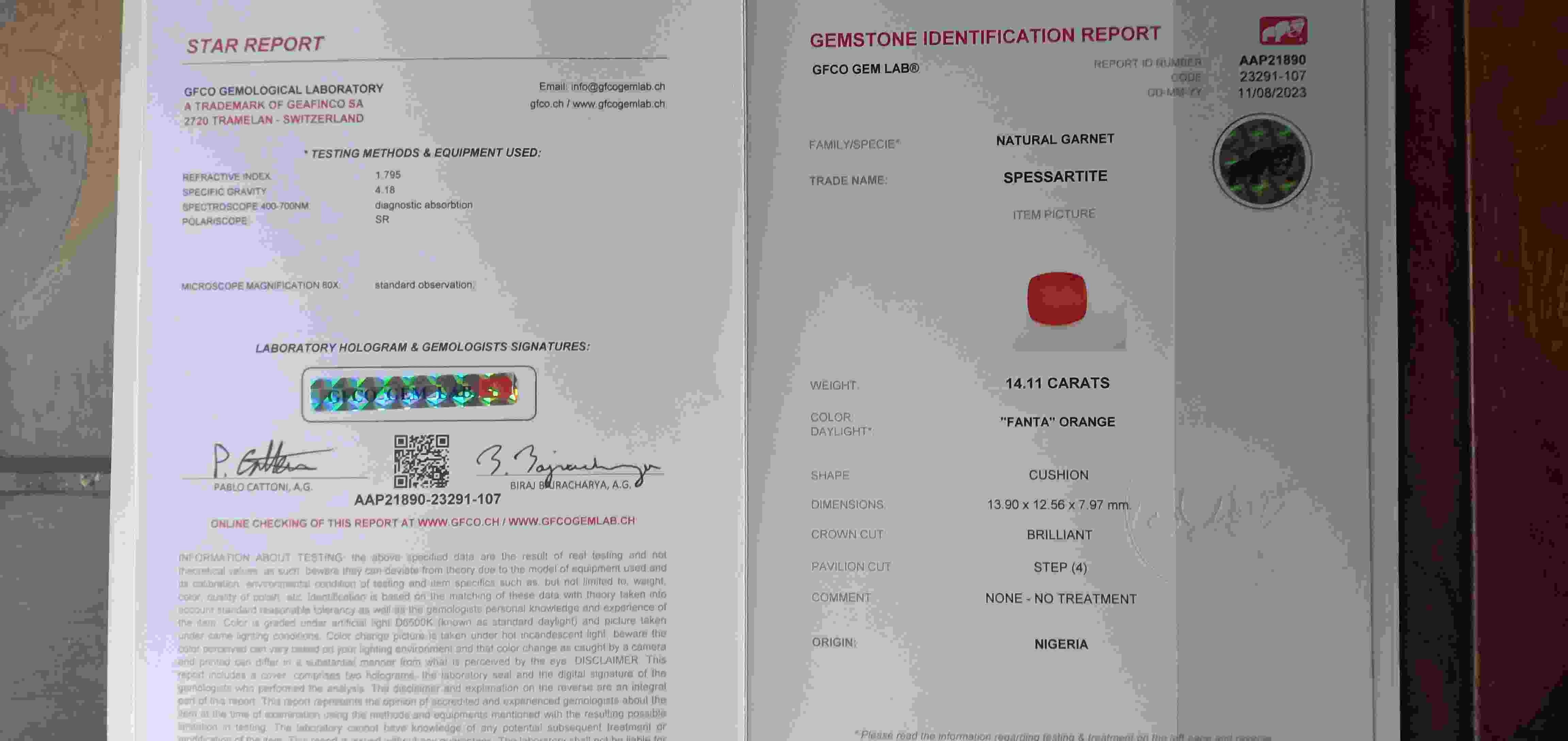 14.11 Ct. Spessartite Garnet from Nigeria