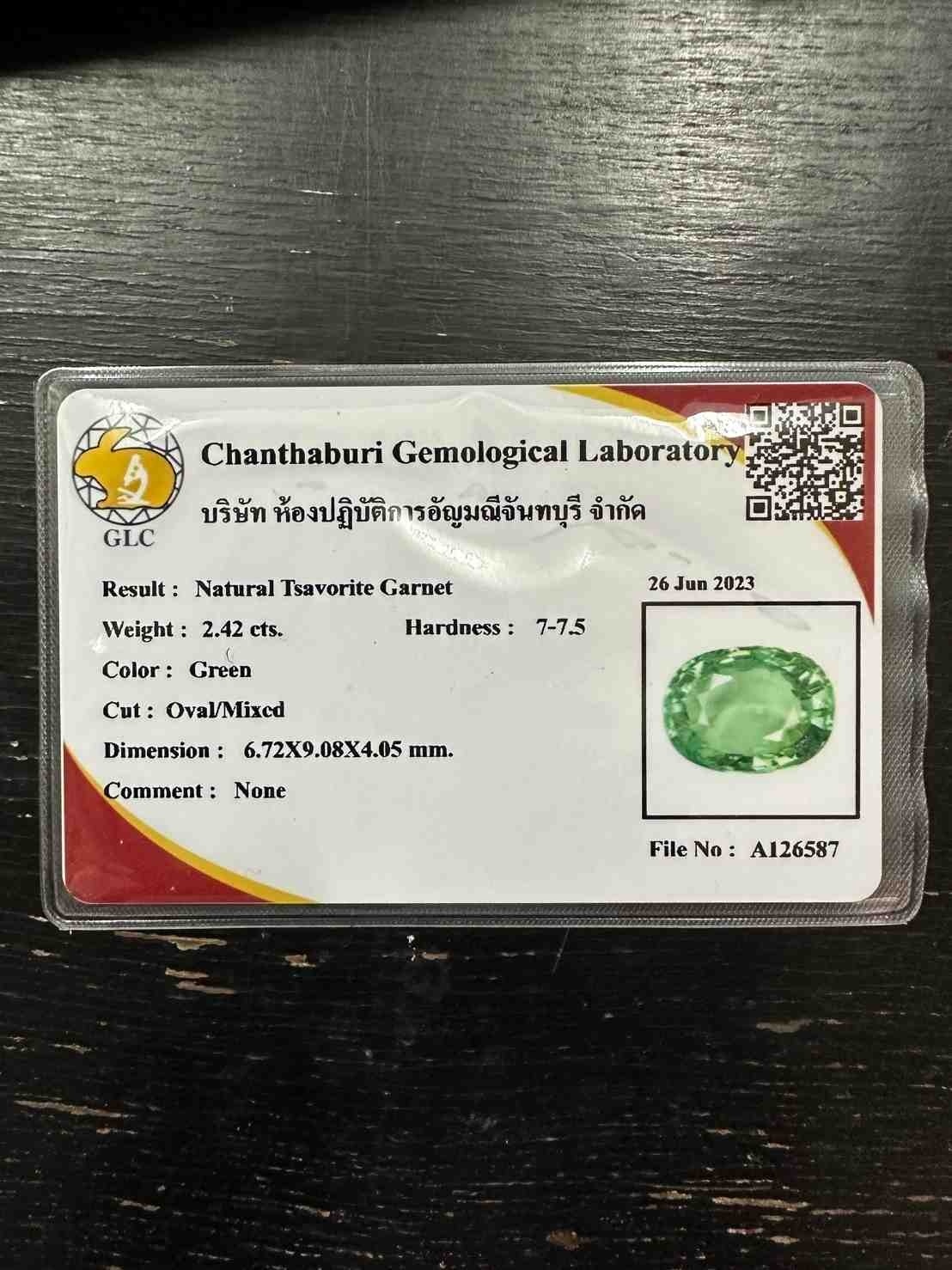 2.42 Ct. Tsavorite Garnet from Kenya