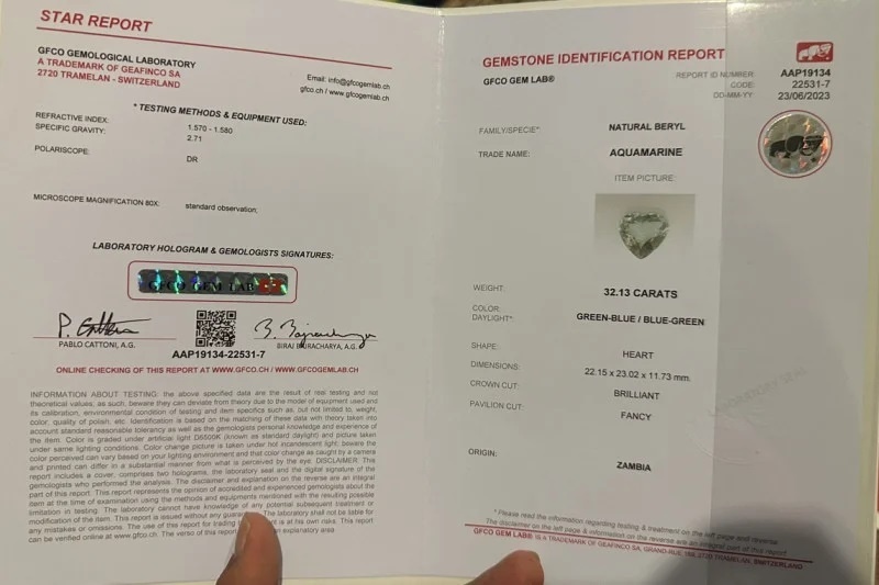 32.13 Ct. Aquamarine from Mozambique