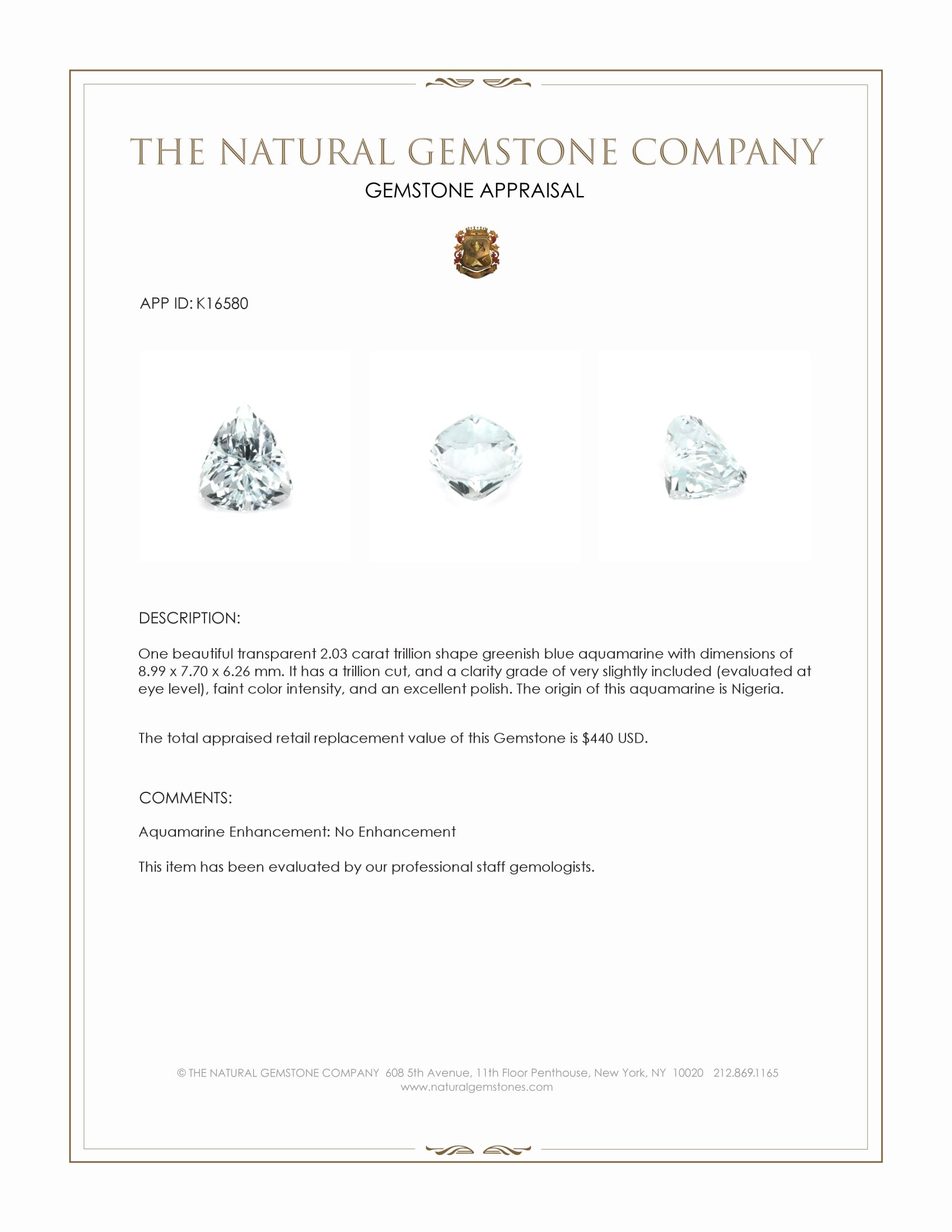 2.03 Ct. Aquamarine from Nigeria