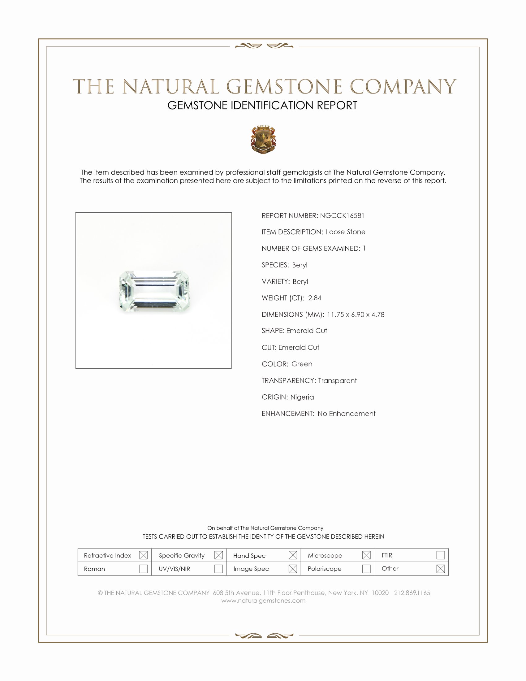 2.84 Ct. Beryl from Nigeria