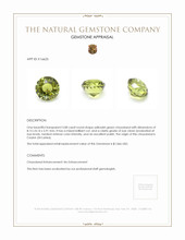 3.08 Ct. Yellowish Green Chrysoberyl from Ceylon (Sri Lanka) Appraisal