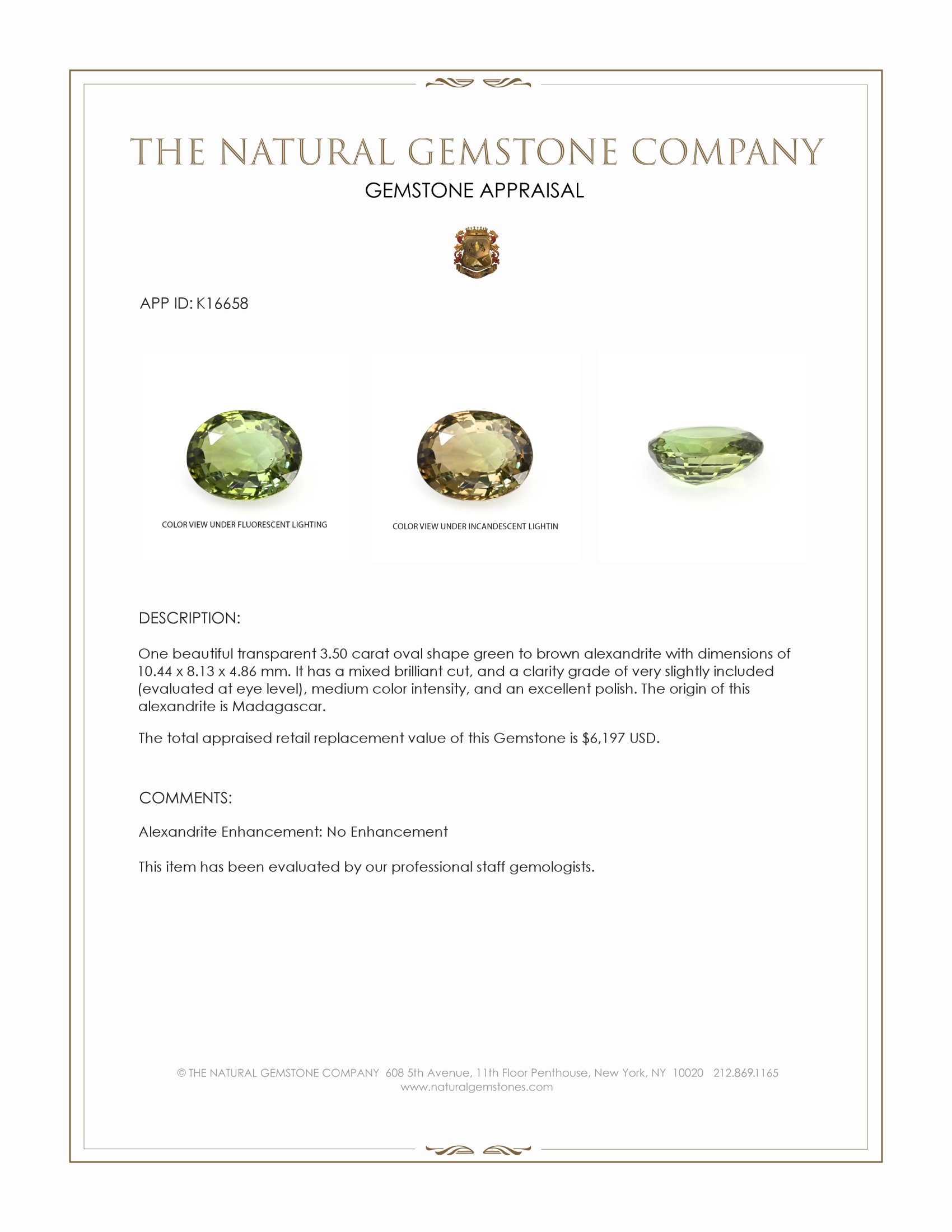 3.50 Ct. Alexandrite from Madagascar