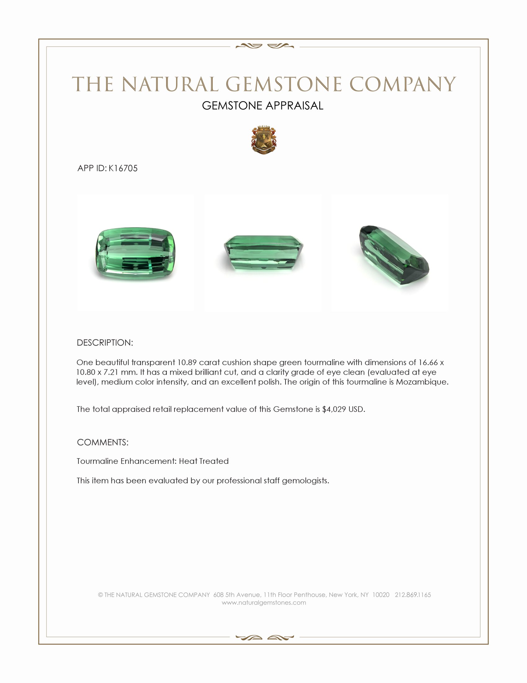 10.89 Ct. Tourmaline from Mozambique