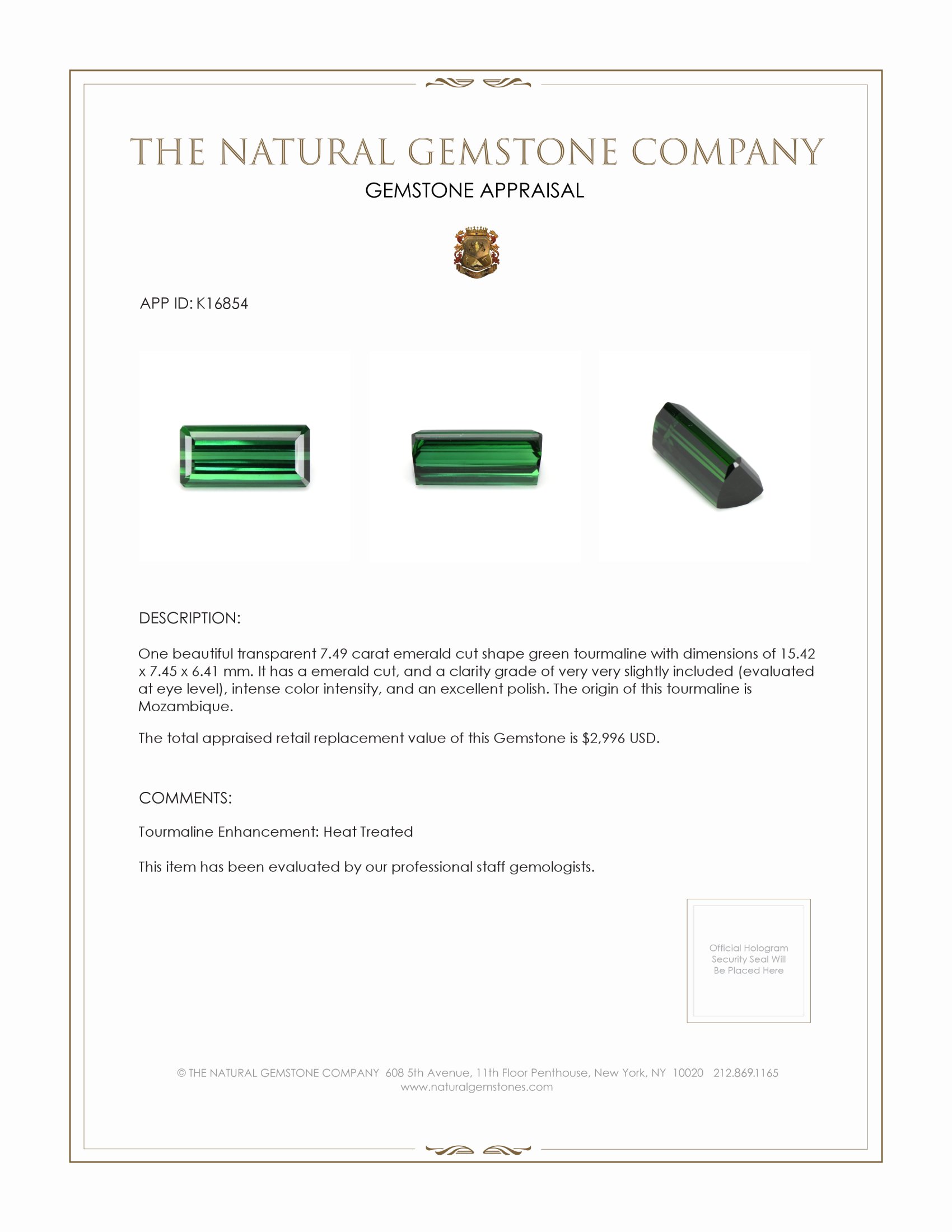 7.49 Ct. Tourmaline from Mozambique