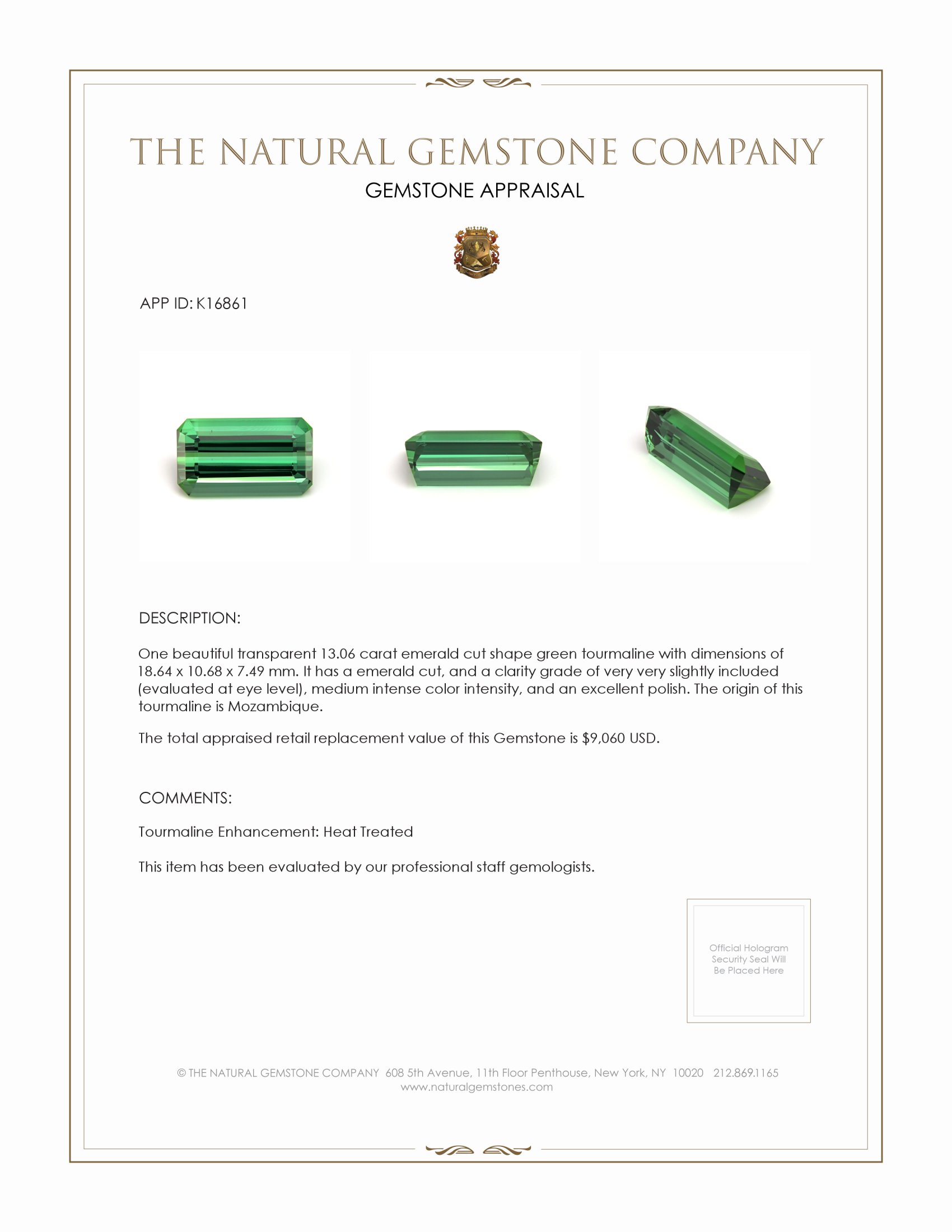 13.06 Ct. Tourmaline from Mozambique