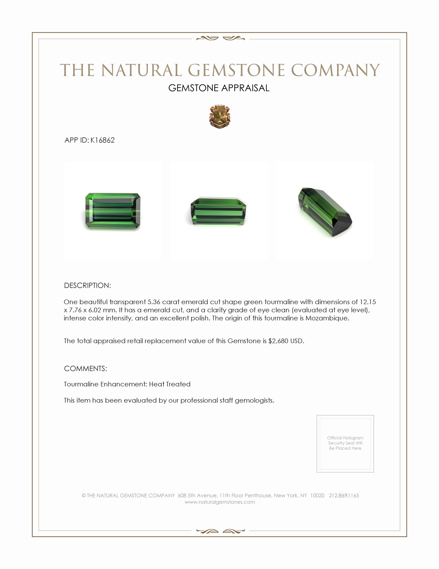 5.36 Ct. Tourmaline from Mozambique