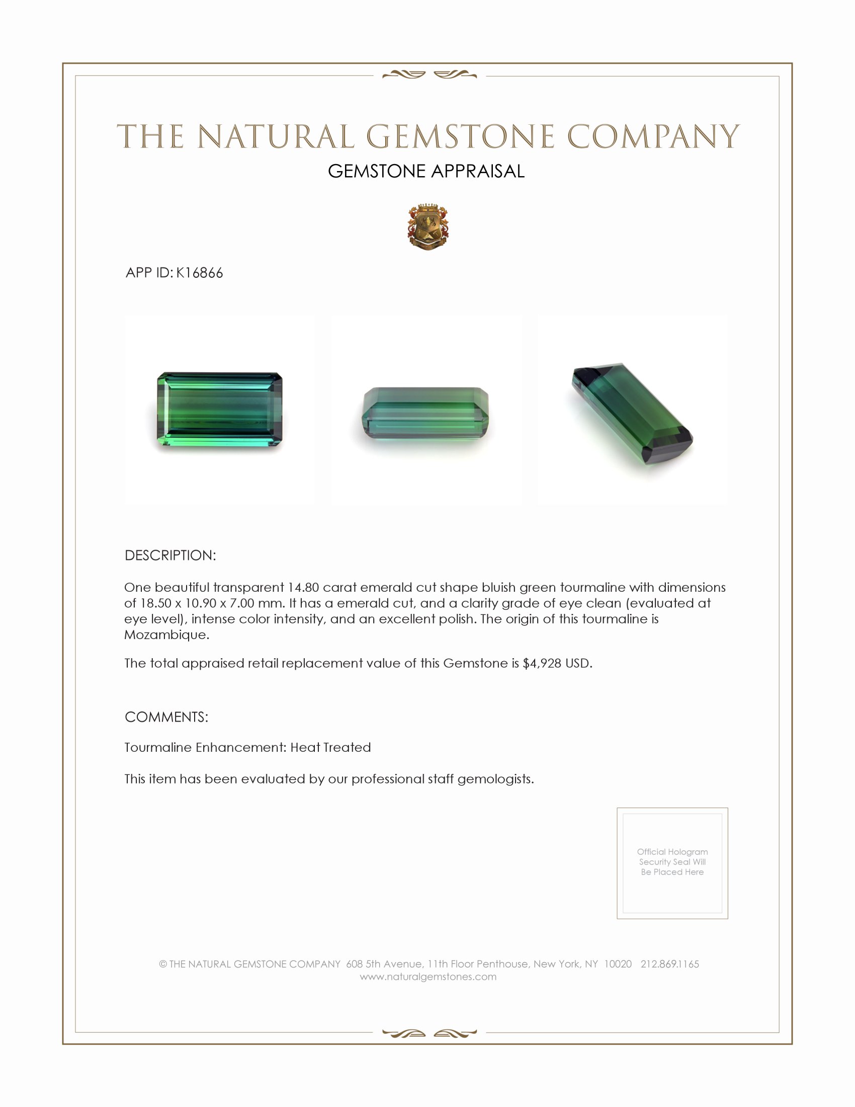 14.80 Ct. Tourmaline from Mozambique