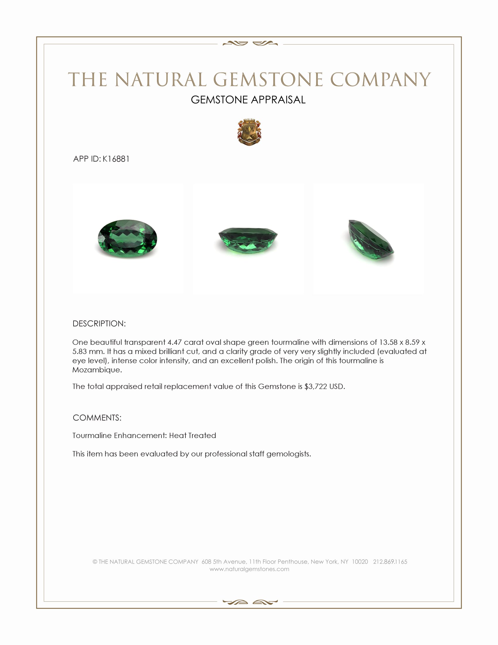 4.47 Ct. Green Tourmaline from Mozambique