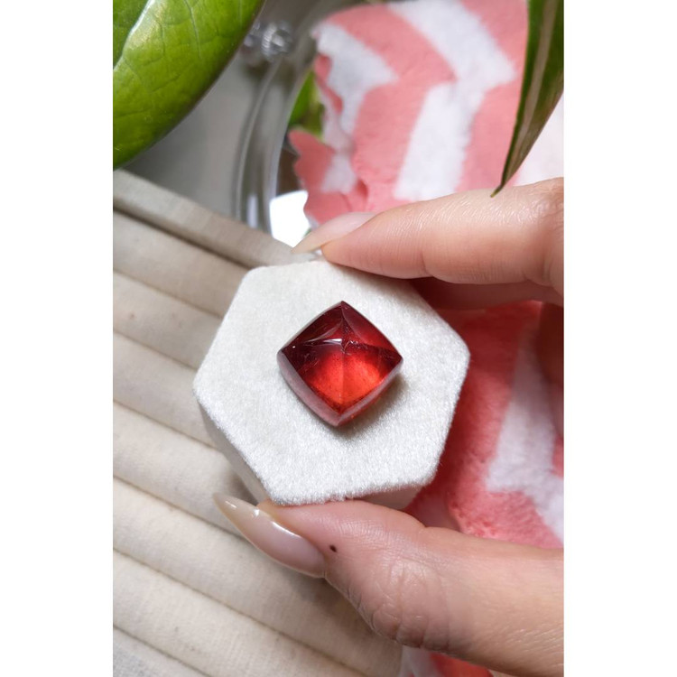 39.01 Ct. Orangish Red Cabochon Tourmaline from Africa