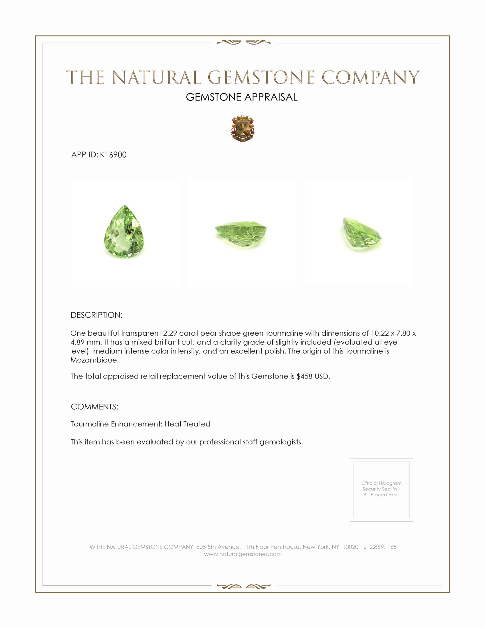 2.29 Ct. Tourmaline from Mozambique