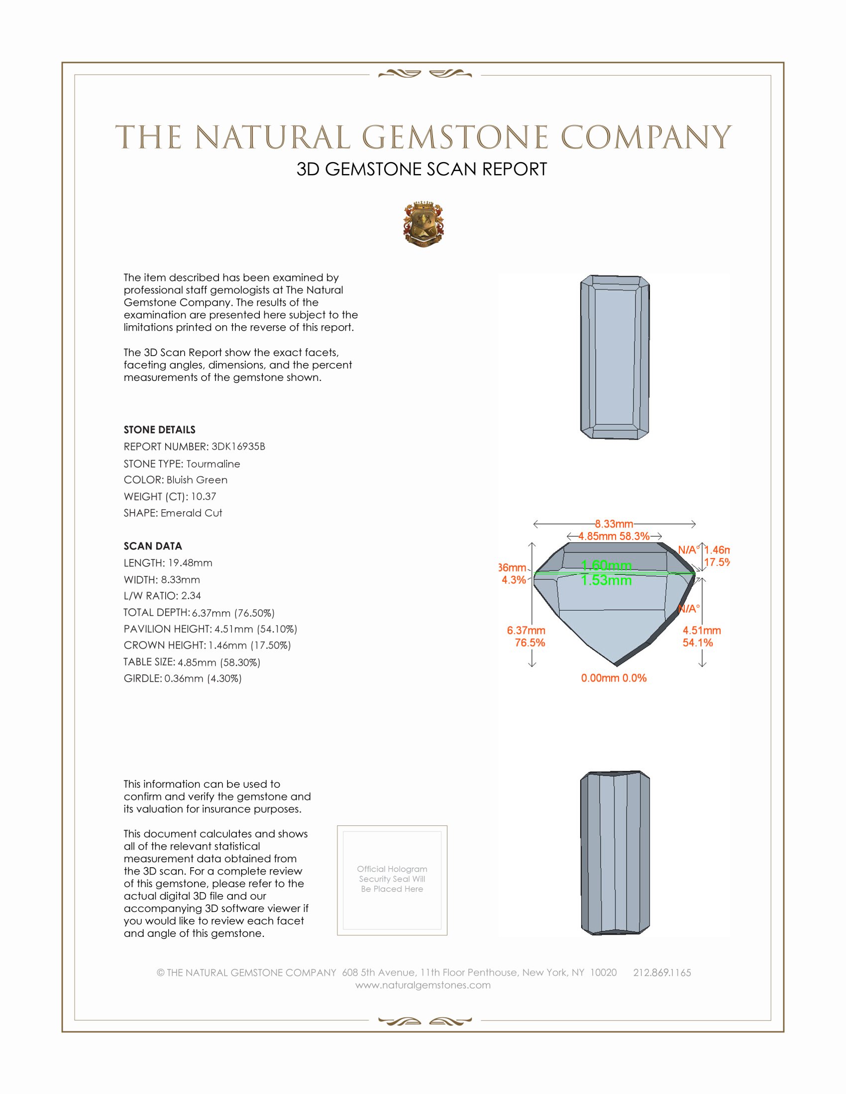 10.37 Ct. Tourmaline from Brazil