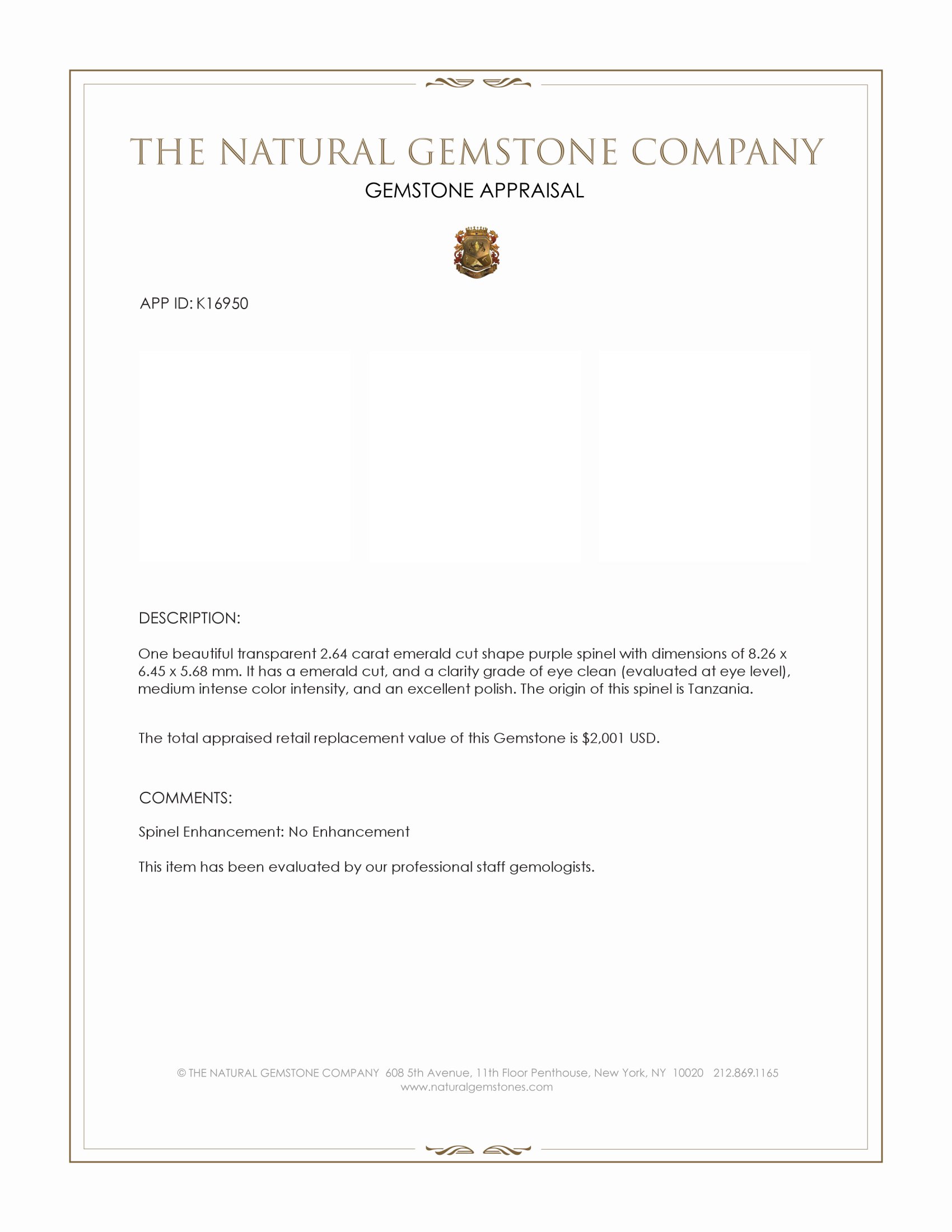 2.64 Ct. Spinel from Tanzania