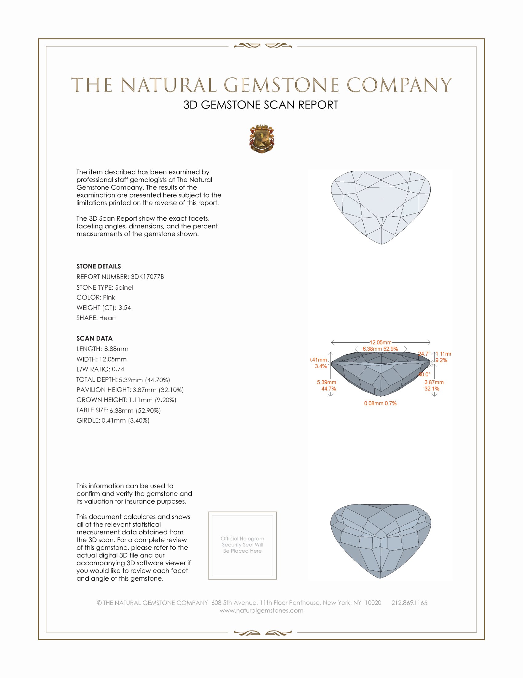 3.54 Ct. Spinel from Burma (Myanmar)