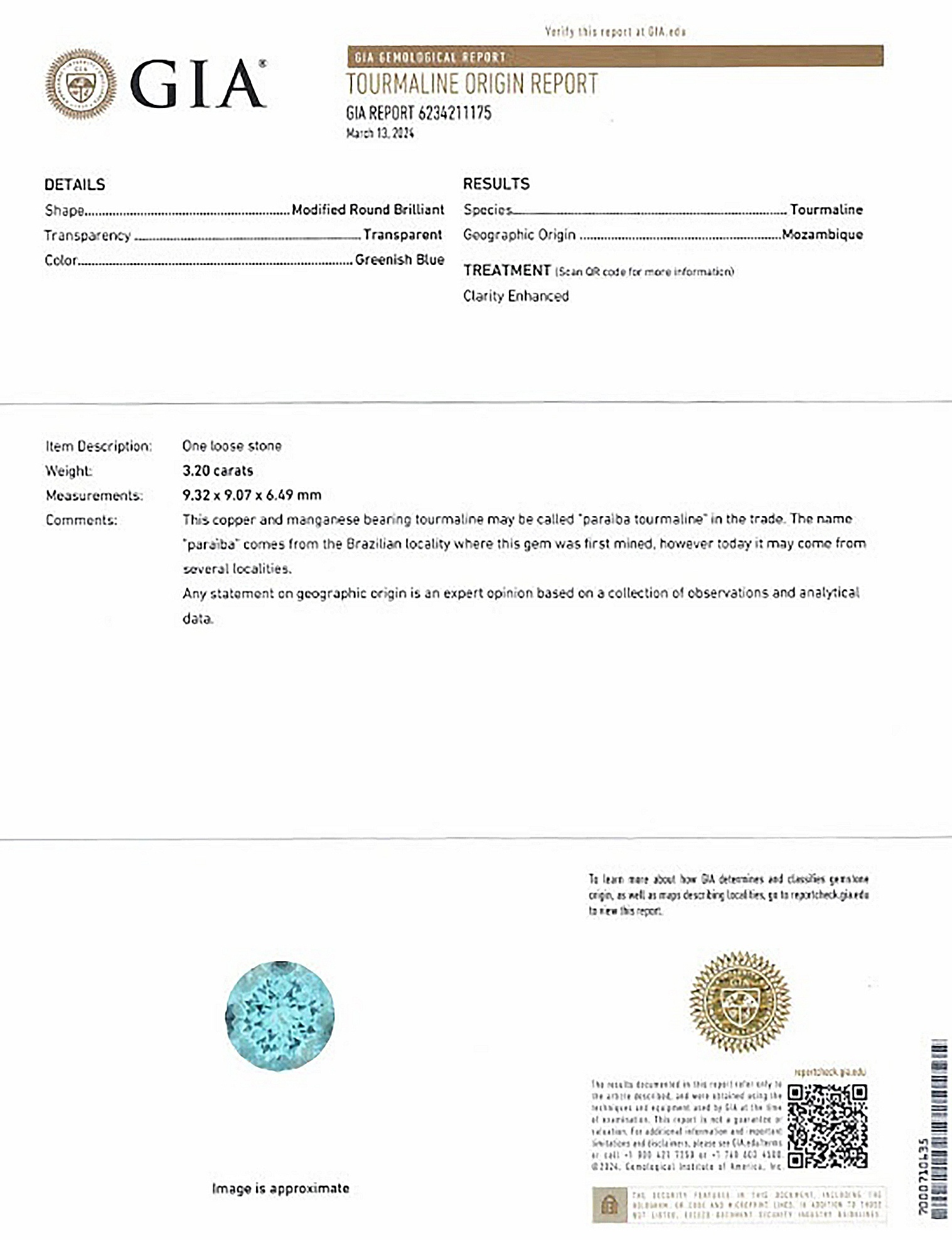 3.20 Ct. Paraiba Tourmaline from Mozambique