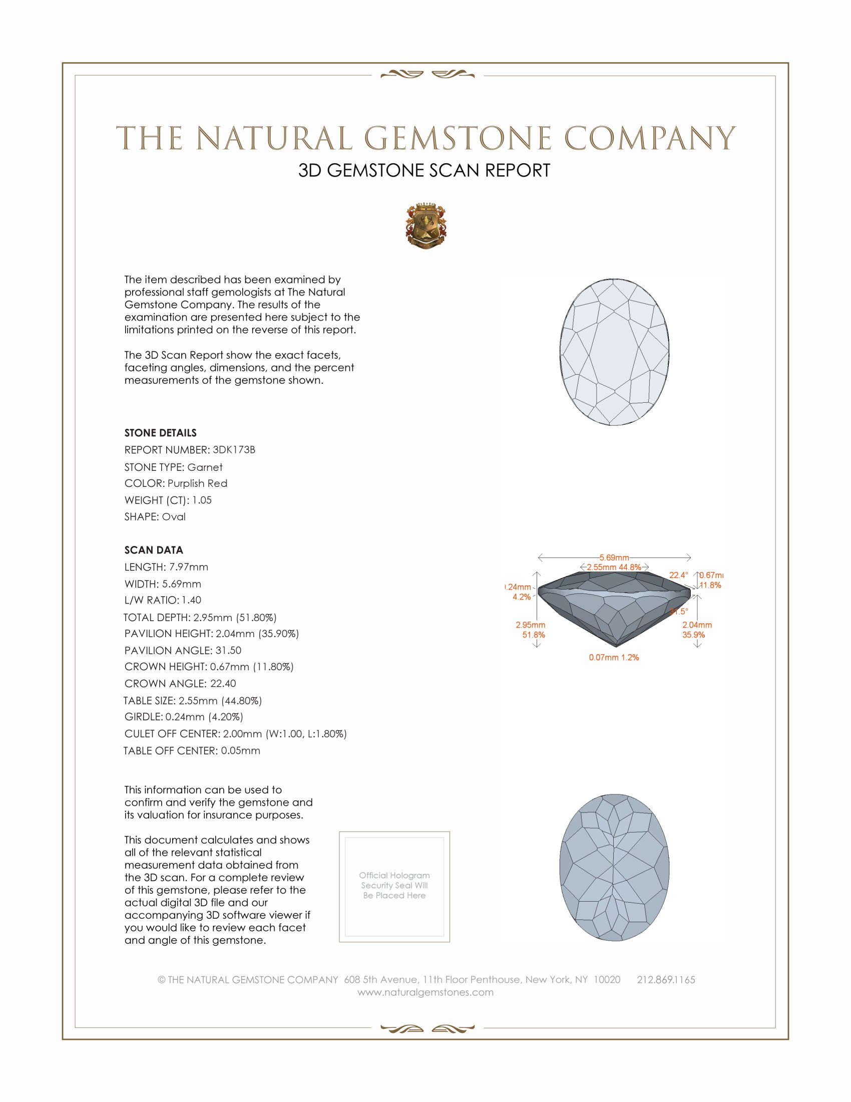 1.05 Ct. Garnet from Ceylon (Sri Lanka)