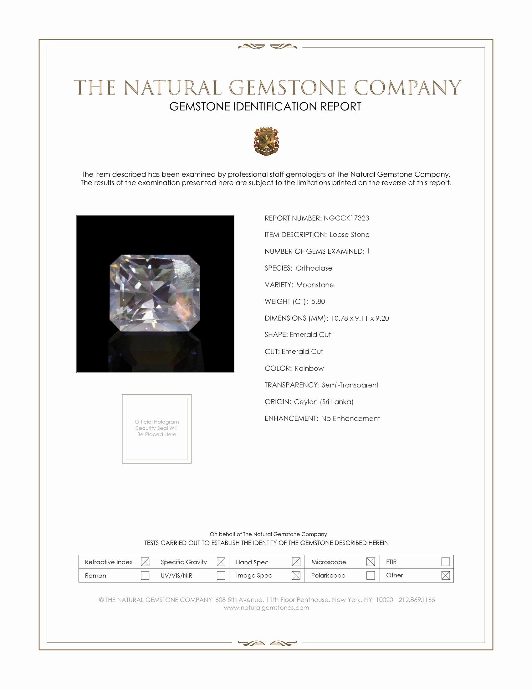 5.80 Ct. Moonstone from Ceylon (Sri Lanka)