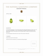 1.32 Ct. Green (Lime Green) Peridot from Burma (Myanmar) Appraisal