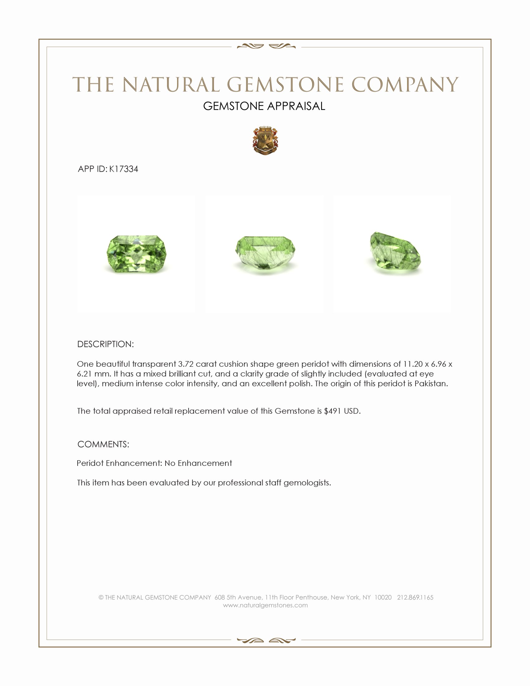 3.72 Ct. Peridot from Pakistan